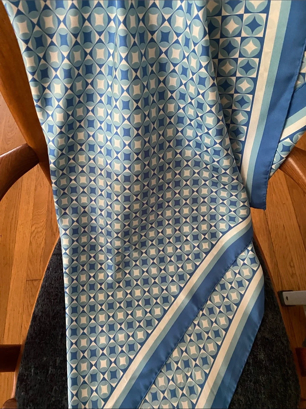 Gorgeous Geometric Blue Silk Scarf